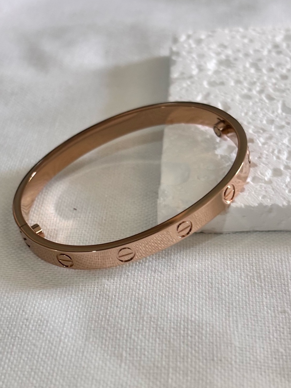 Rose Gold Screw Motif Love Bangle Bracelet With Screwdriver 🪛